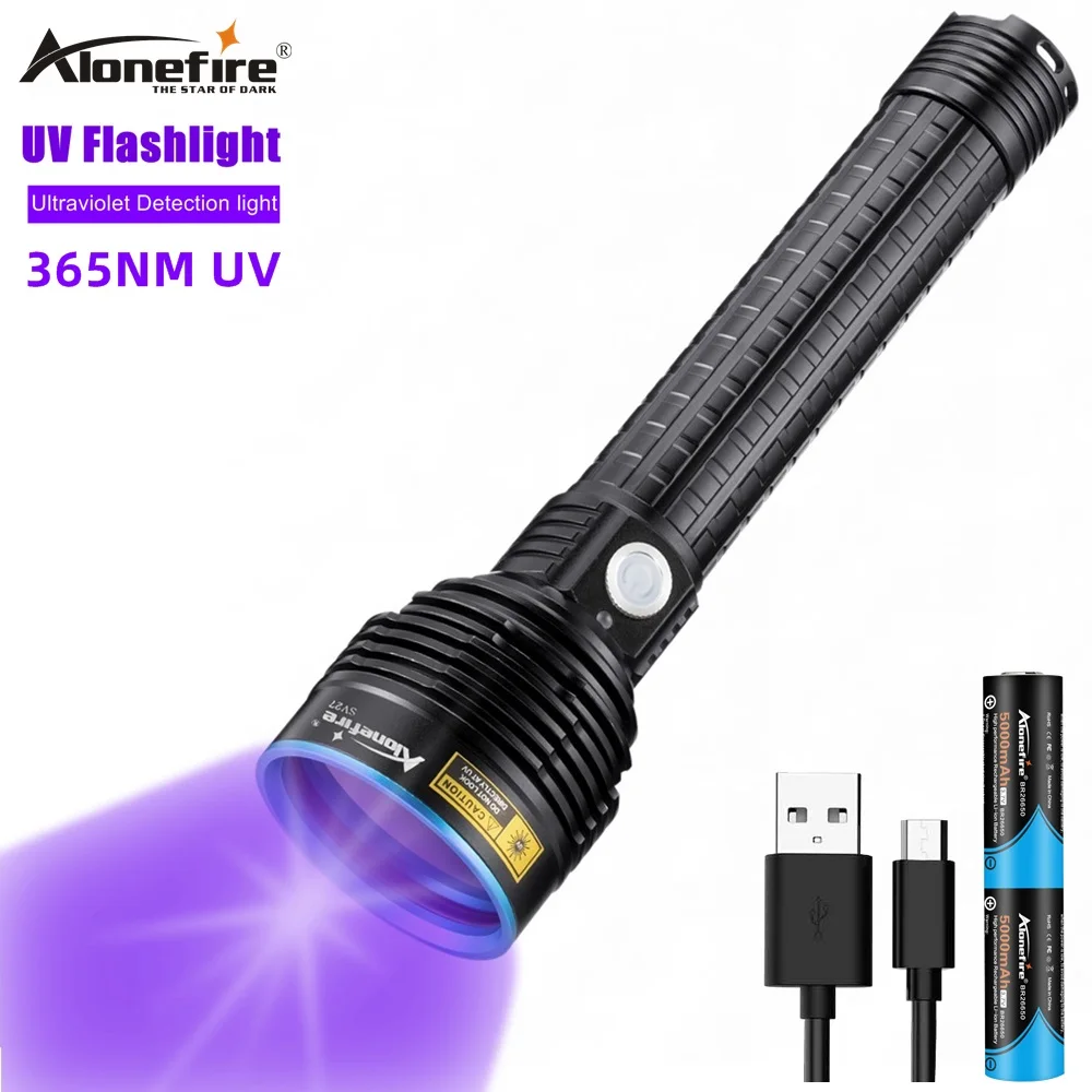 Alonefire SV27 15W Power UV Flashlight Ultra Violet Light by 26650 Battery for Urine Detector for Cats,Pet Stains Scorpions