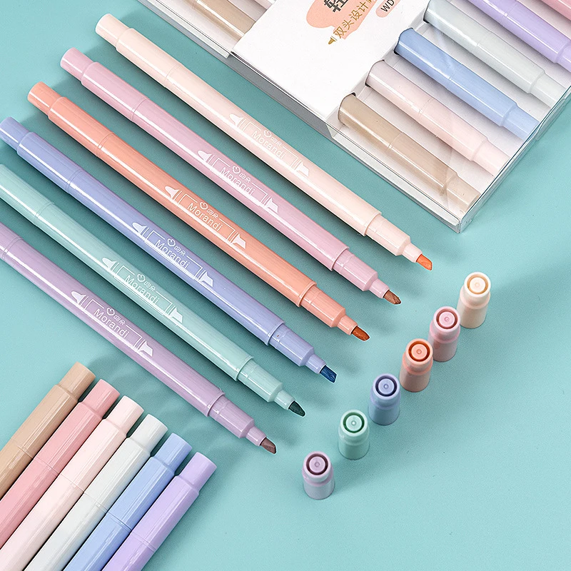 

Double Tip Highlighter Pens Kawaii Candy Color Manga Markers School Office Supplies For Children 6pcs/set