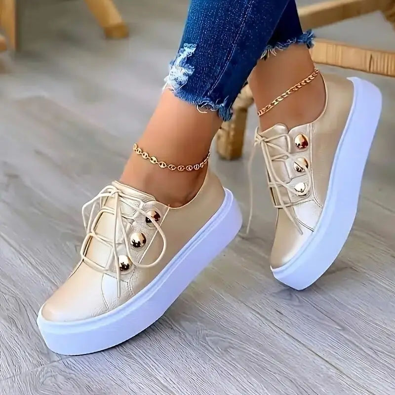 New Fashion Women Flat High Quality Casual Shoes Comfortable Outdoor Sports Platform Plus Size Round Head Shoes