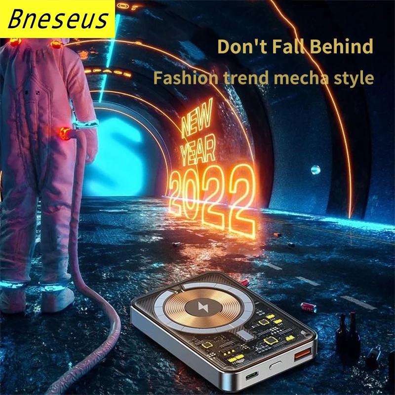 New 10000mAh Transparent Magnetic Power Bank Magnetic 15W Wireless Fast Charger For iphone 12 13 External Auxiliary Battery Pack