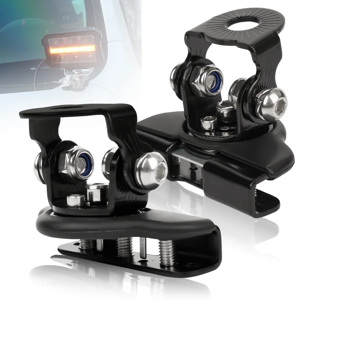 

2 шт., универсальная автоматическая стойка из нержавеющей стали, капот, светодиодный рабочий фонарь, кронштейн, держатель, зажим, крышка двигателя, монтажный зажим для лампы, автомобиль