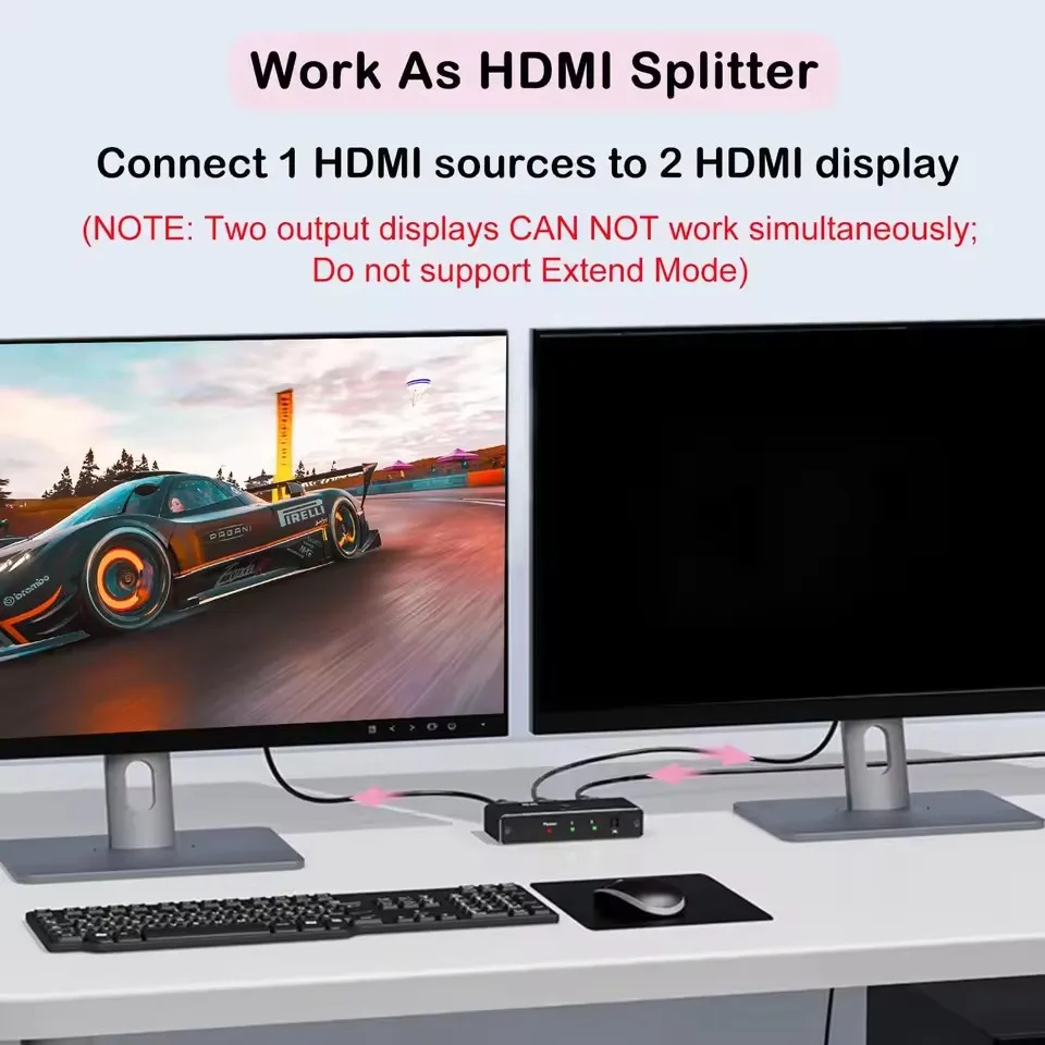 Фото Двунаправленный HDMI-переключатель 8K 2.1 (2 входа, 1 выход) с поддержкой 4K@120Hz, видеоконвертер 2x1, 48 Гбит/с для PS5, Xbox, ПК, подключения к телевизору №3