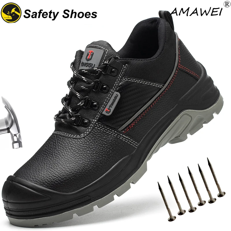 

AMAWEI Safety Shoes men work waterproof Lightweight Wide Steel Toe Shoes Women Anti-smash Work Sneakers Safety Boots