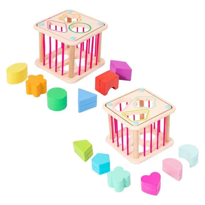 

Sensory Bin Cube Shape Sorter Learning Cube For Toddler Activity Sensory Cube Bin Rainbow Montessori Toy Wooden Toddler Learning