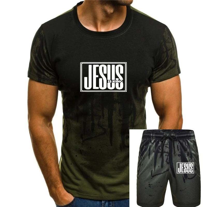 

Jesus Is King Shirt Christian Faith funny T Shirt men letter t-shirt men loose streetwear 130kg can wear oversized tee shirt