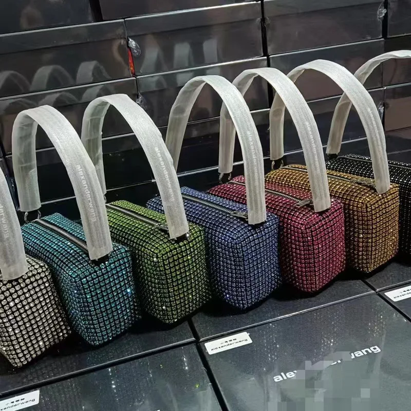 Popular AW Wang Rhinestone Handbag 2022 new trendy diamonds bag crossbodybbag shining party clutch luxury brand design