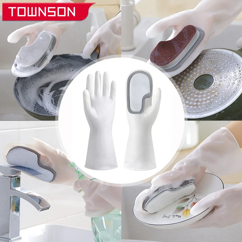 

Silicone Dishes Cleaning Glove With Brush Dish Washing Glove Dishwashing Gloves Brush Kitchen Wash Housekeeping Scrubbing Gloves