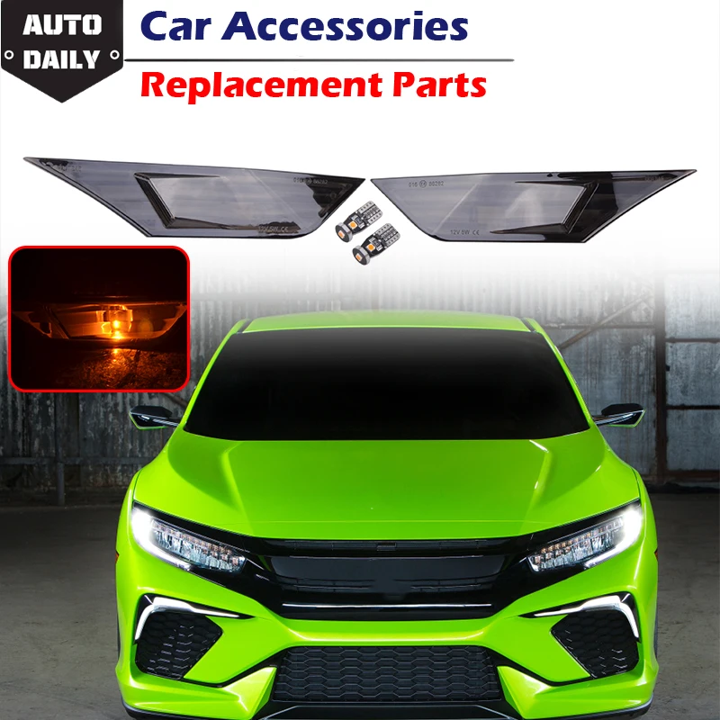 

LED Side Marker Lamp Car Turn Signal Light Housing Case Fit For HONDA Civic 2016 2017 2018 2019 Car Accessories T10 Bulbs