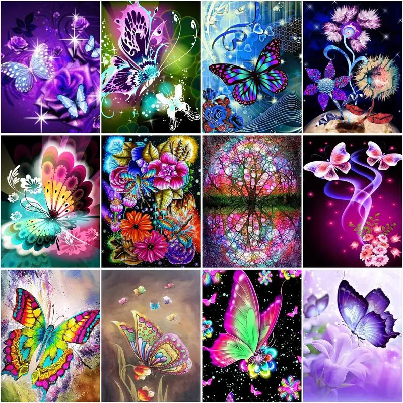 

RUOPOTY 60x75cm Diy Frame Paint By Numbers Kits Colorful Butterfly Animals Coloring By Numbers Acrylic Paint For Home Decors Diy