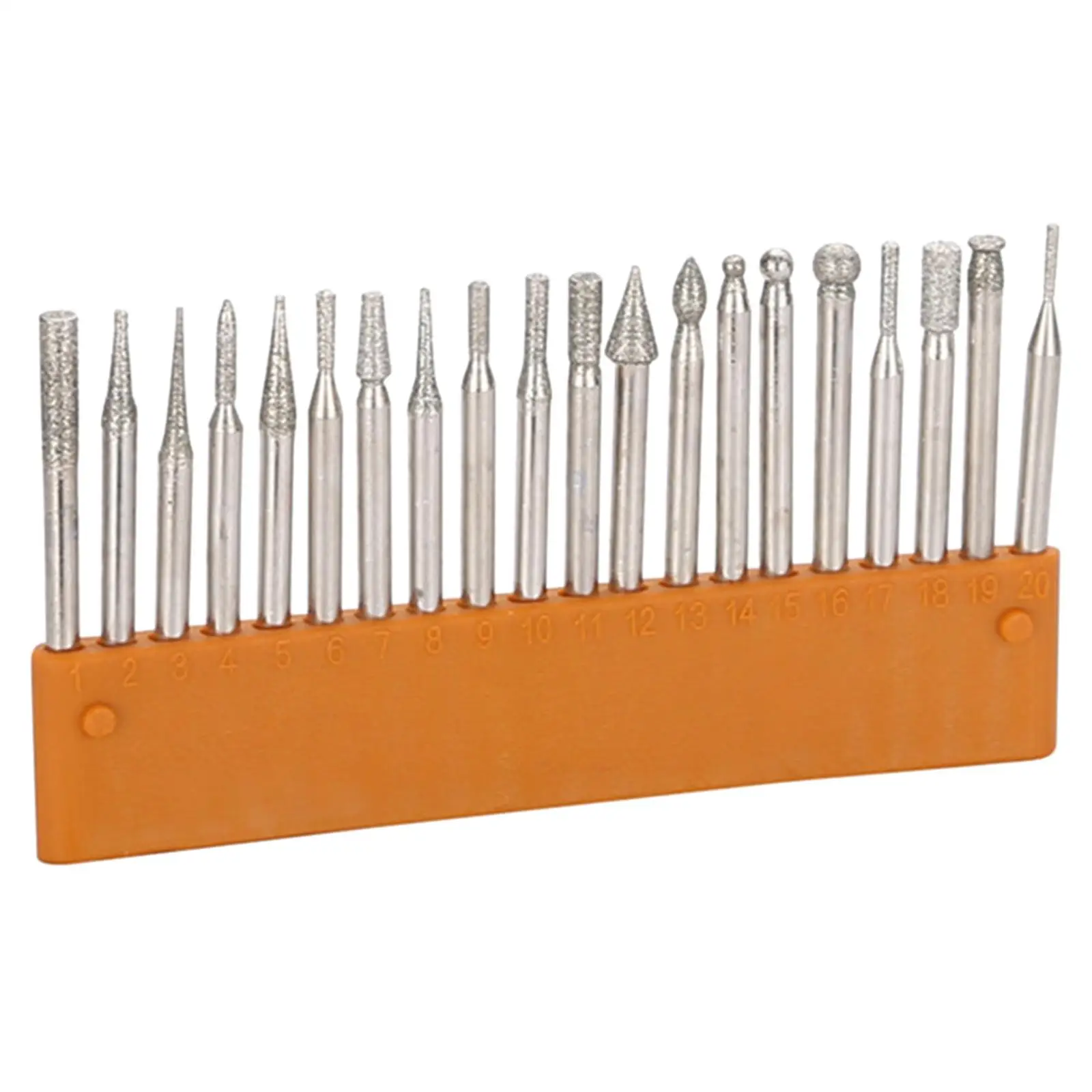 

20x 1/8"(3mm) Shank Diamond Grinding Burr Drill Bit Polishing Rotary Point Head