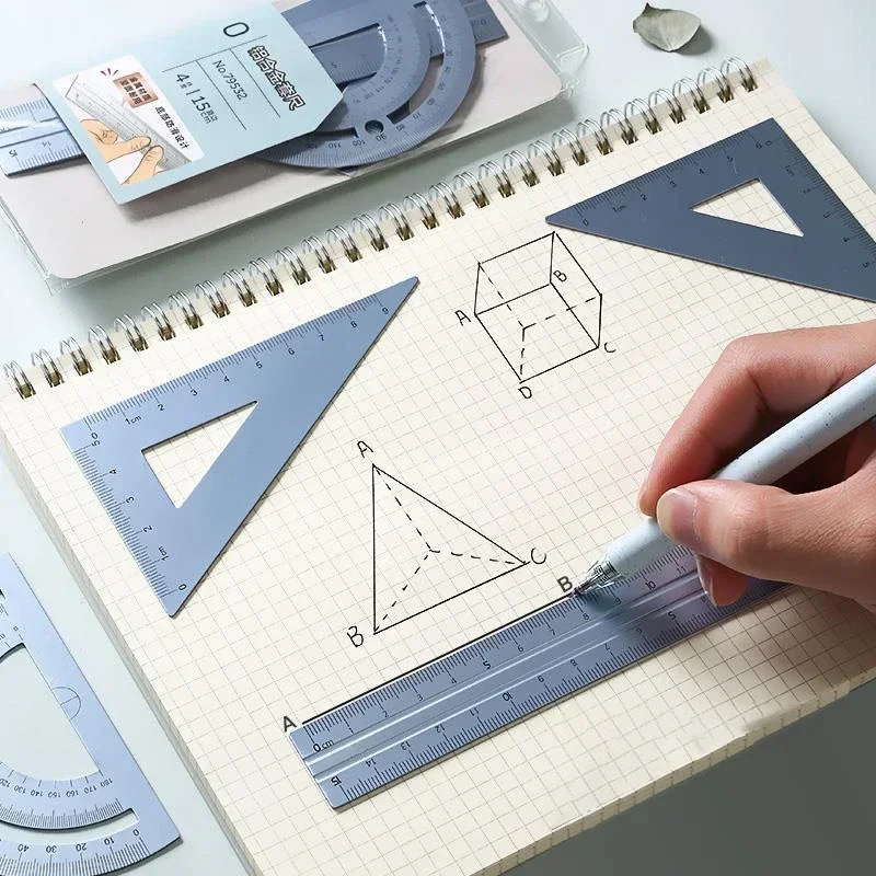 Треугольный транспортир 4 шт. прямые линейки измерительные инструменты