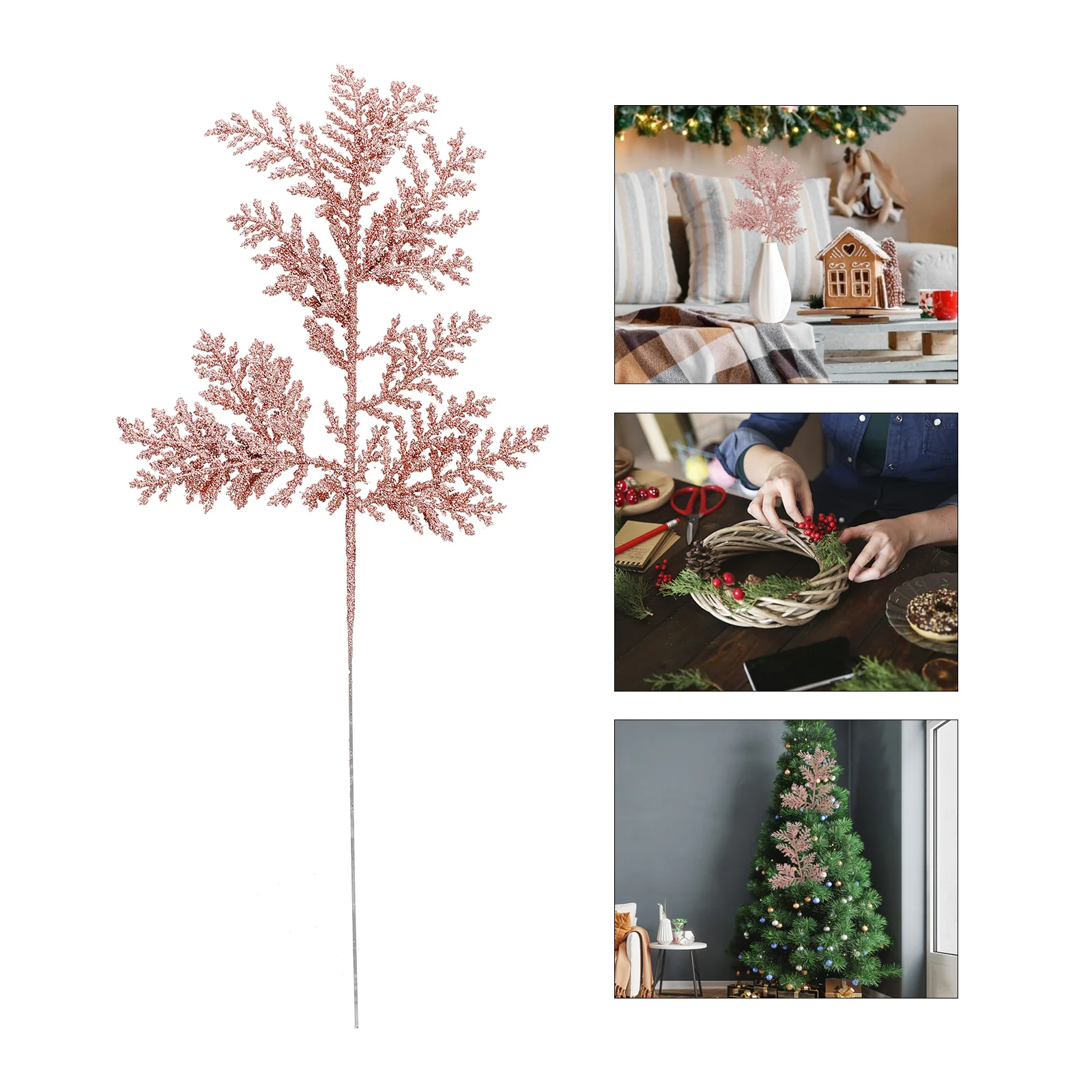 

Christmas Glitter Artificial Leaves Picks Branches Stems Leaf Ornaments Berries Stem Floralpine