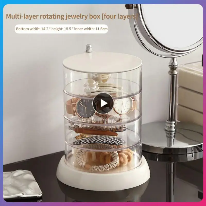 

Transparent Storage Durable Non-toxic Tasteless Rotatable Storage Box Dust Cover Layered Storage Design Jewelry Boxes Creative