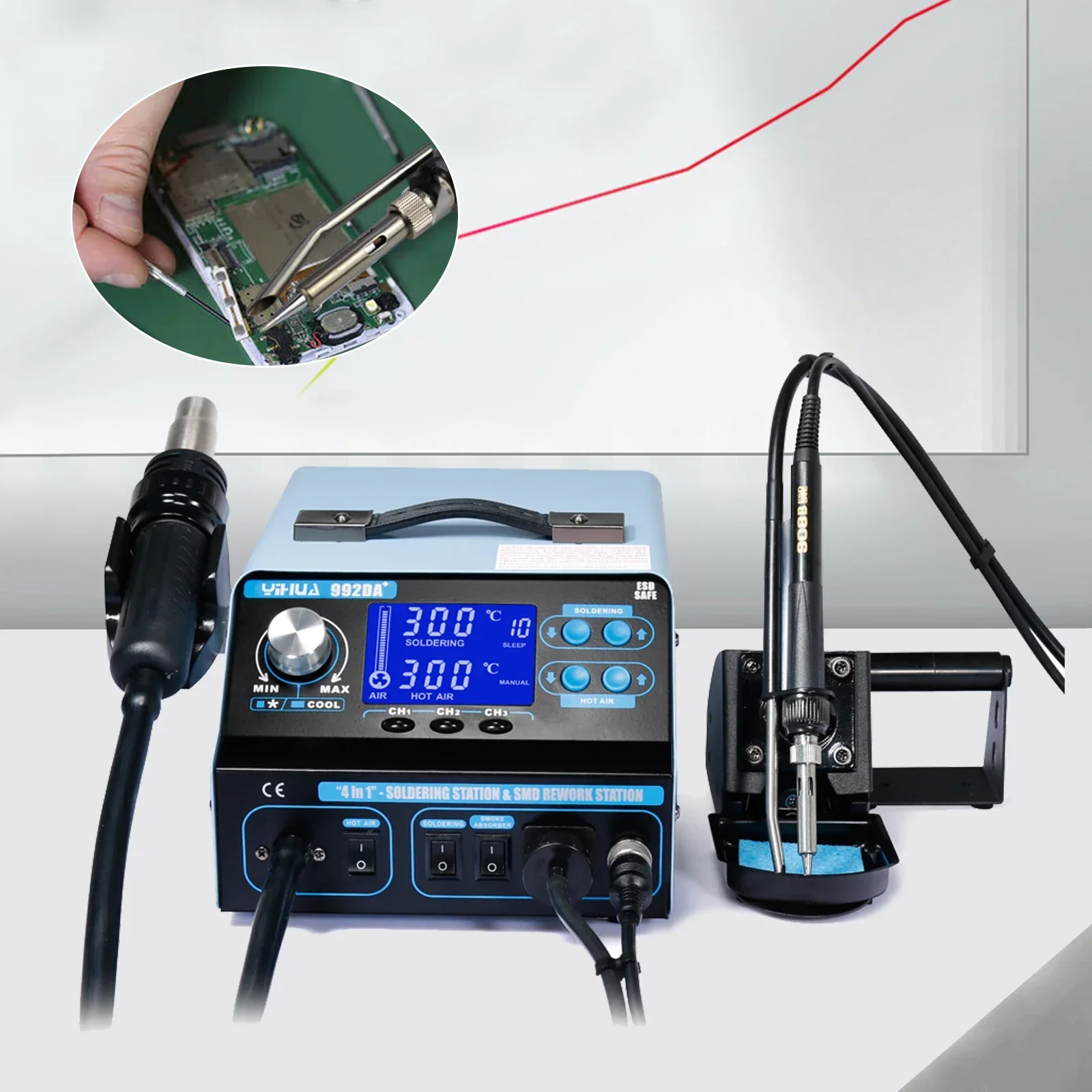 Паяльная станция 992DA + BGA паяльная SMD цифровая сварочная пушка горячего воздуха