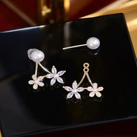 exquisite opal flower stud earrings women pearl geometric round square earrings girls trend party stud jewelry 2022 new
