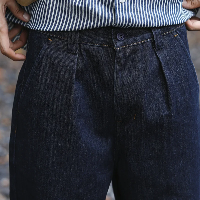 Japanese Style Retro Straight Jeans Men's Summer Loose Washed Tapered Harem Nine-point Pants Radish Pants