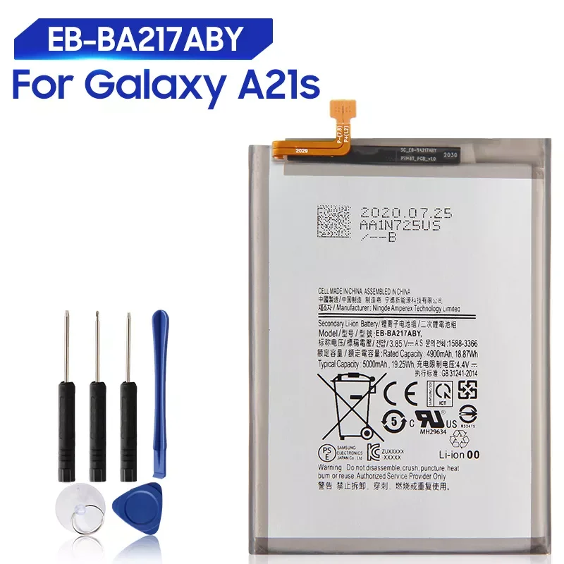 

2023New Replacement Battery For Samsung Galaxy A21s EB-BA217ABY Rechargeable Phone Battery 5000mAh