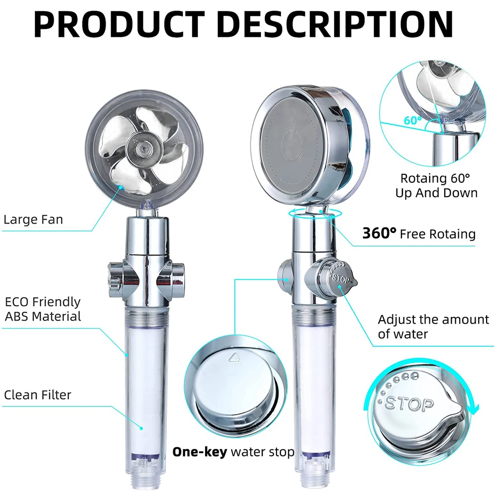 Насадка для душа с турбонаддувом пропеллером |