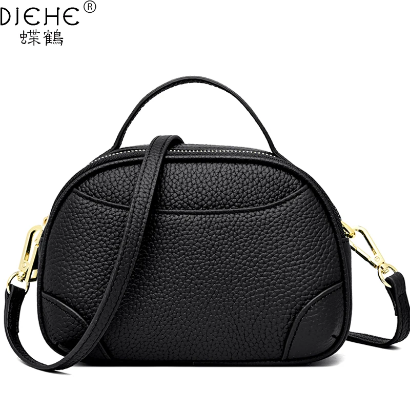 DIEHE Retro Lady Genuine Leather Shoulder Bag Female Soft Cowhide Crossbody Bag for Women Small Luxury Brand Messenger HandBags