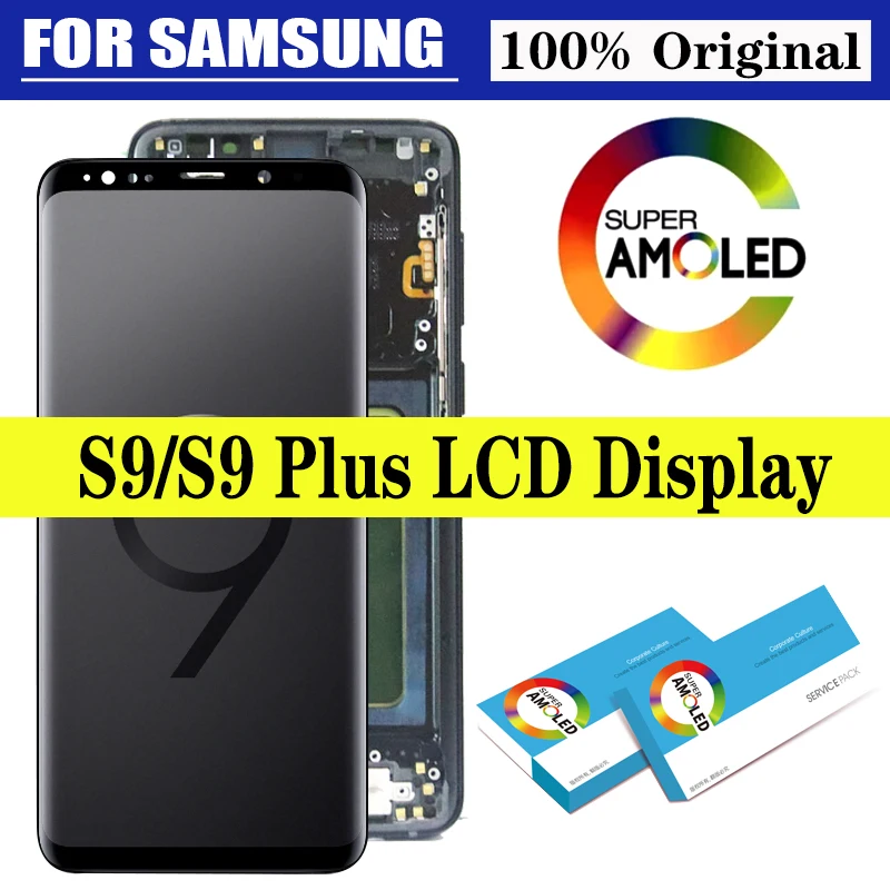 

Оригинальный дисплей Super Amoled с рамкой для SAMSUNG Galaxy S9 G960 G960F S9 Plus G965 G965F, ЖК-дисплей с сенсорным экраном и дигитайзером в сборе