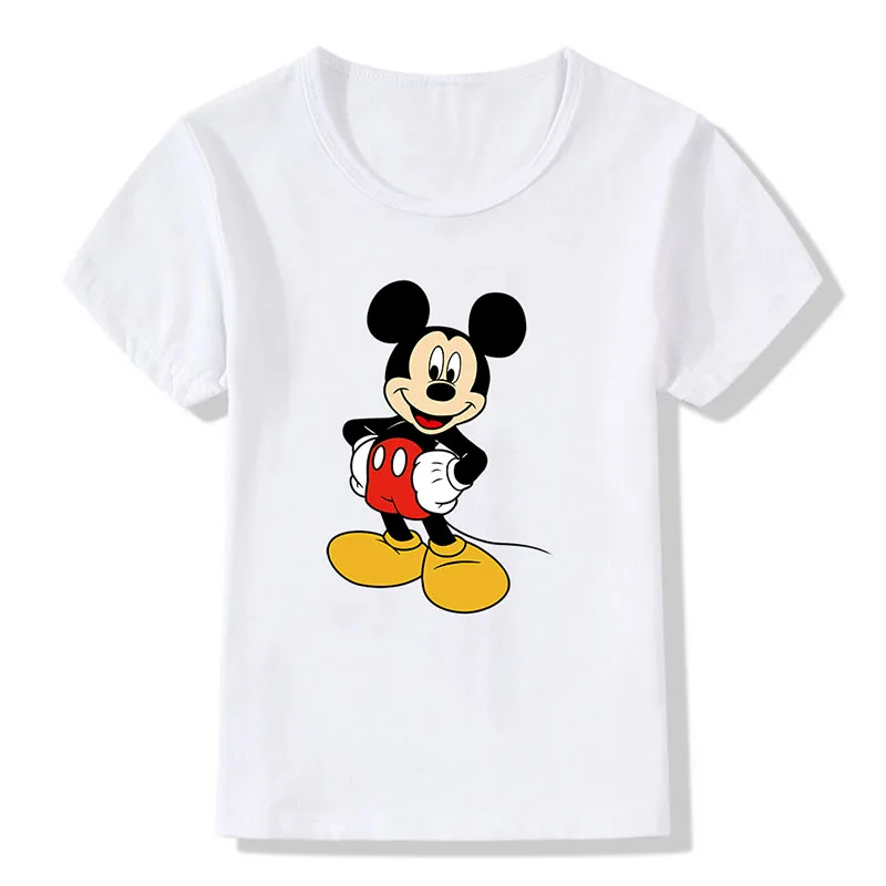 Cute Mickey Mouse T-Shirt Disney Print Kids Tshirt Girls Boys Funny Cartoon Baby Clothes Children Summer Teenagers Costumes