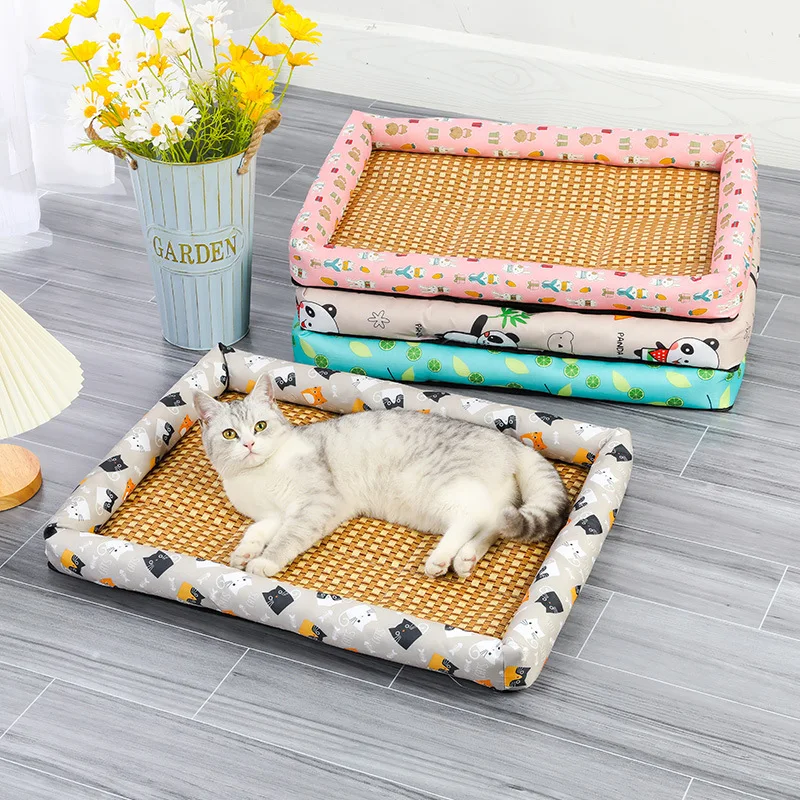 

Summer Cat Bed Ice Silk Cool Mesh Comfortable Pet Cage Pad Breathable Convenient For Small Medium Large Kitty Puppy Supplies