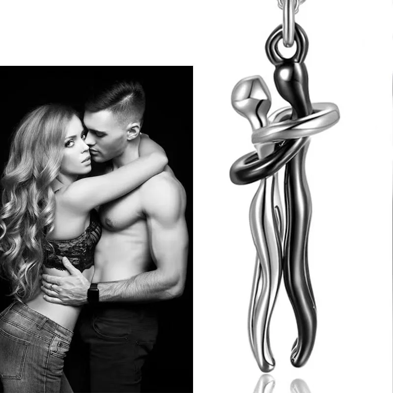 

Hip Hop Enbrace Couple Pendant For Women Men Punk Lovers Hug Necklace Promise Jewelry Party Gifts New Fashion