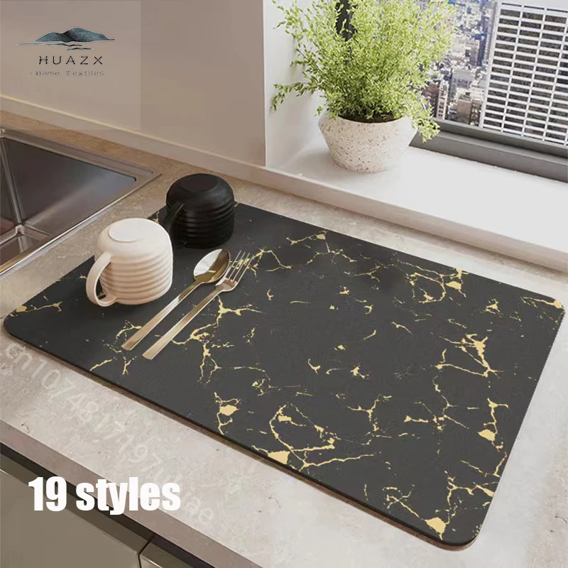 

Marbling Dish Drying Mat Super Absorbent Kitchen Silicone Mats Placemats for Table Coffee Table Decor Coaster Tablemat Drain Pad