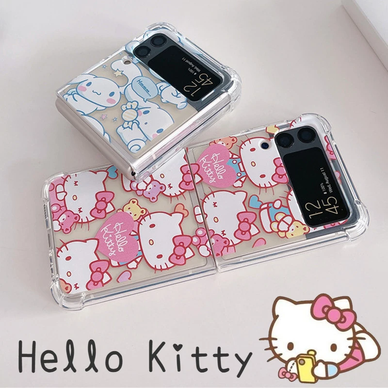Чехол Hello Kitty Cinnamoroll для телефона Samsung Galaxy Z Flip3 Flip 3 мультяшный прозрачный
