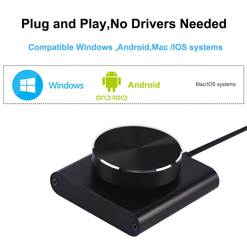 

USB Computer Volume Controller Multimedia PC Speaker External One-button Audio Volume Control Adjust Knob Black USB Driver-free