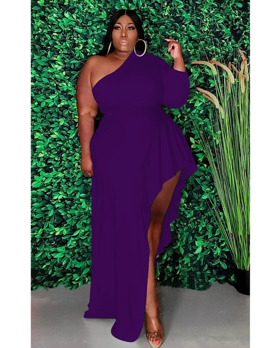 Plus Size Elegant Pretty Dress Women Ruffle Chubby Clothing Female One Shoulder Luxury Robe 2023 Summer Trendy Party Long Dress