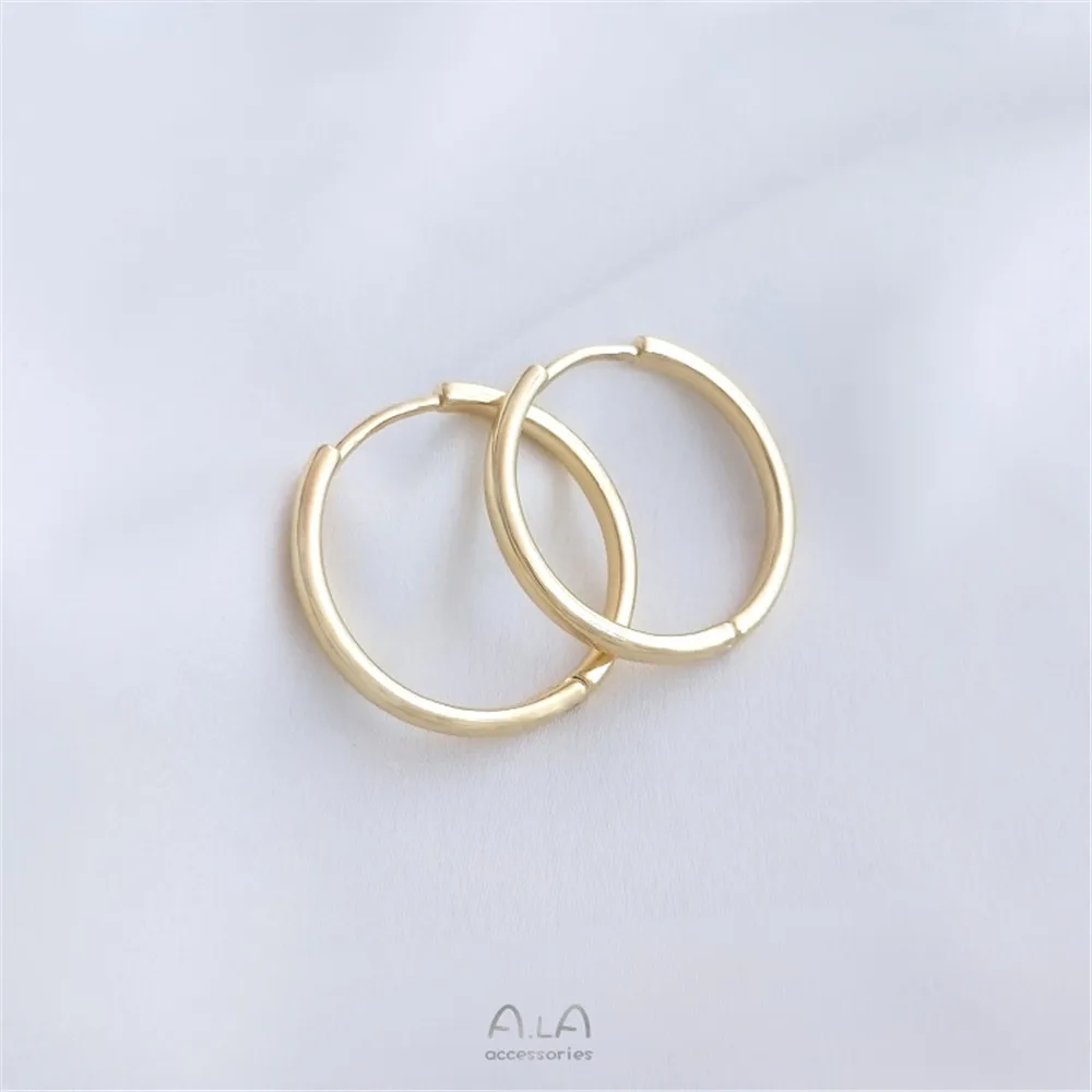 

14K copper wrap real gold fashion earring big earring explosive style plain earring buckle simple light luxury thin earring