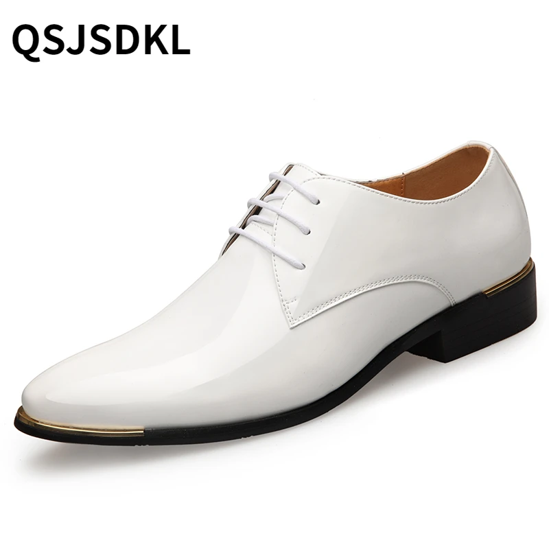 

Shoes For Men 2022 New Men Quality Lacquer Shoes White Wedding Shoesblack Leather Soft Man Dress Shoes plus size Zapatos hombre