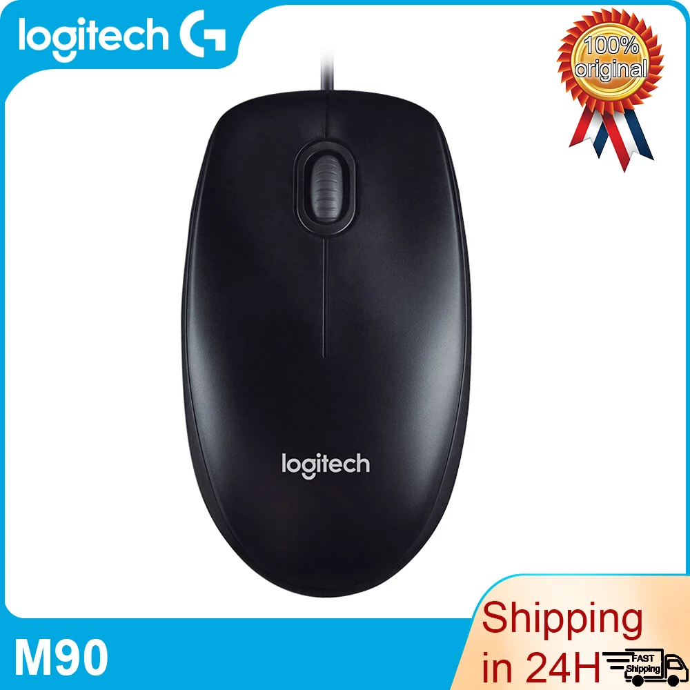 Оригинальная проводная мышь Logitech M90, эргономичный дизайн, 1000dpi, оптическая мышь для ноутбука, настольного ПК, компьютерная мышь, игровая мышь
