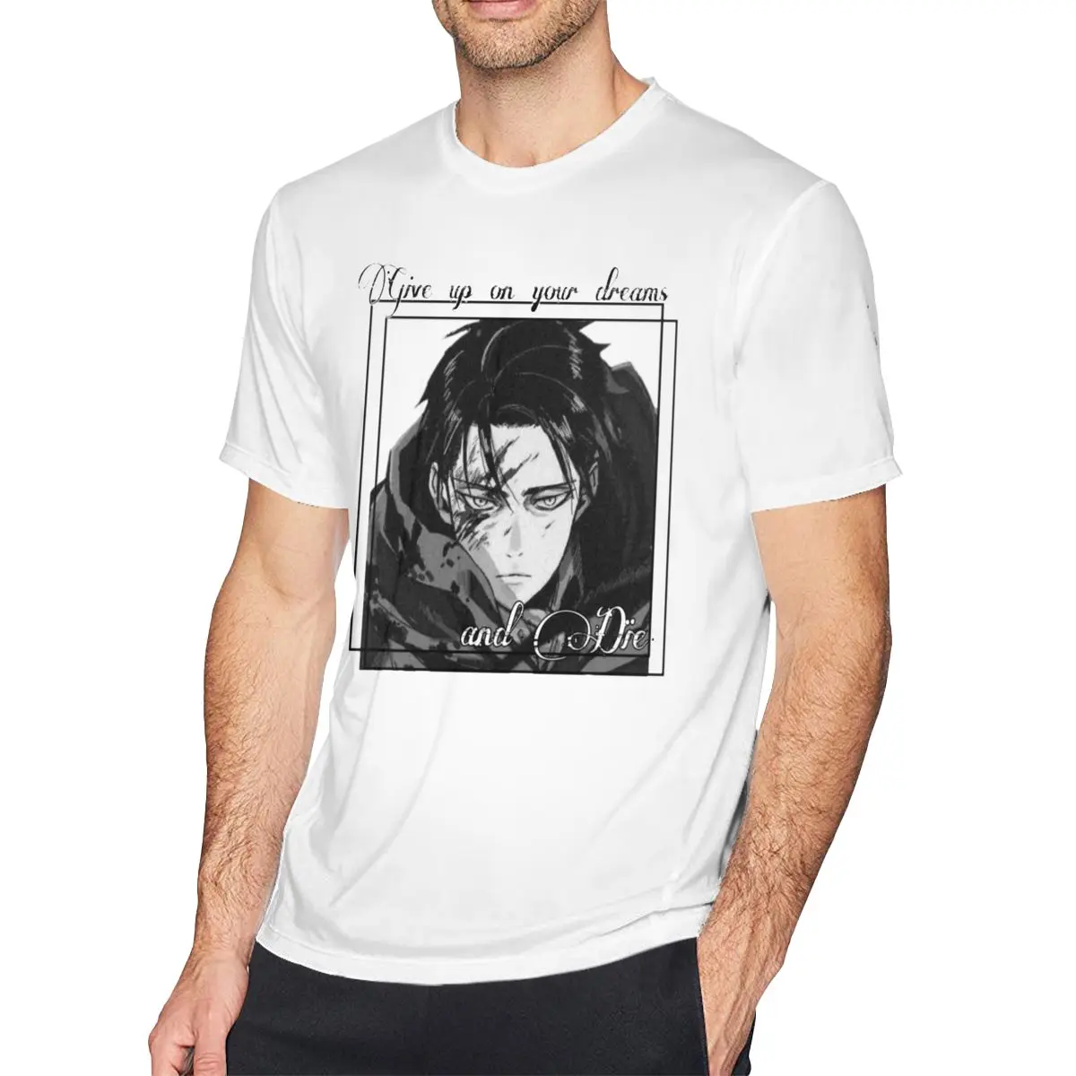 

Levi Ackerman Attack On Titan T Shirts Mens Cartoon Basic T-Shirt Round Neck Cotton T-Shirts Gift Clothing