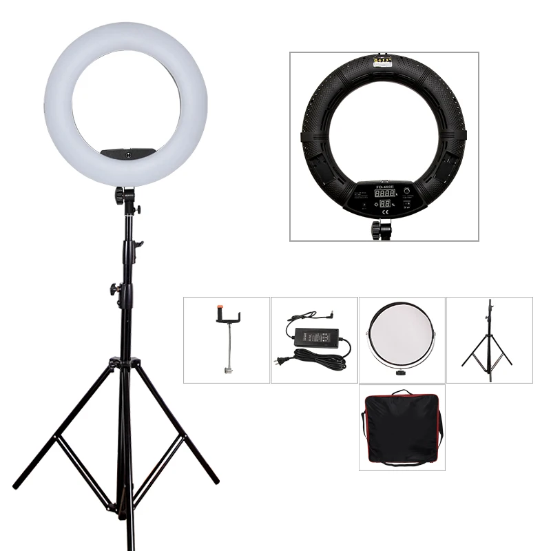 

Yidoblo Black FD-480II 18" Studio Dimmable Ring Light Photographic Photo Lighting+ Tripod +bag 5500K 480 LED Video Light Lamp