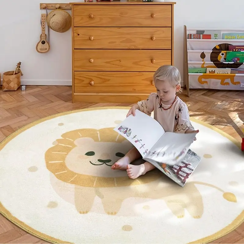 

Пушистый ковер для гостиной Мягкий детский коврик Плюшевый детский ковер для детской Львиный мультяшный игровой коврик для детей Круглые к...