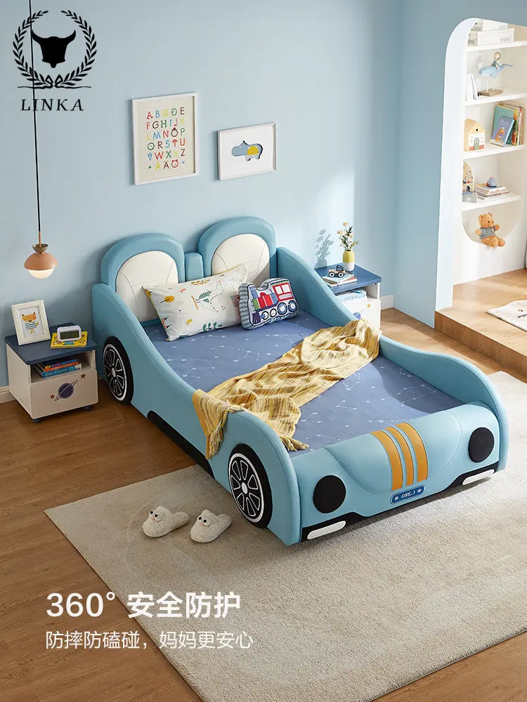 

Детская кровать, автомобильная кровать, односпальная кровать для мальчиков, цельная деревянная рама, мебель для студенческой комнаты