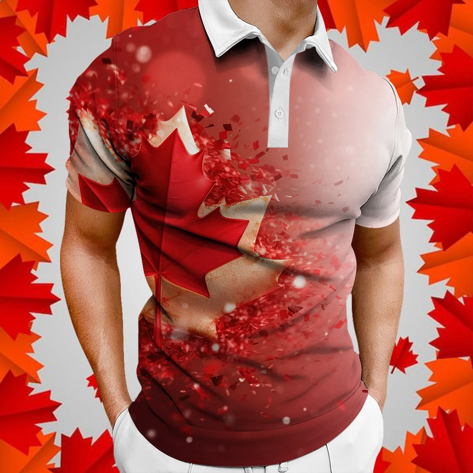 Мужская летняя рубашка-поло с отложным воротником на День независимости ретро