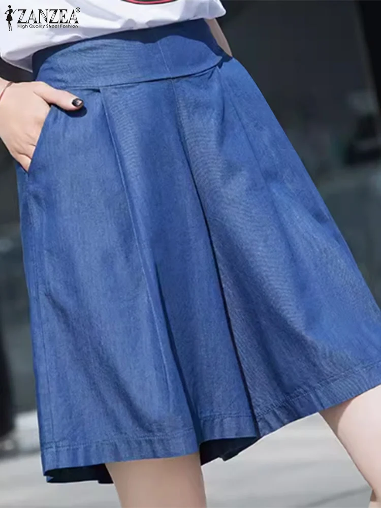 Шорты ZANZEA Женские винтажные средней длины праздничные свободные универсальные