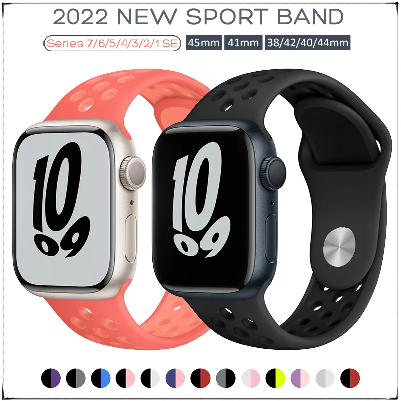 

Силиконовый ремешок для Apple Watch Band Ultra, браслет для iWatch Series 8 7 5 4 se, 49 мм 41 мм 45 мм 44 мм 40 мм 42 мм 38 мм 44 мм 1 2 3