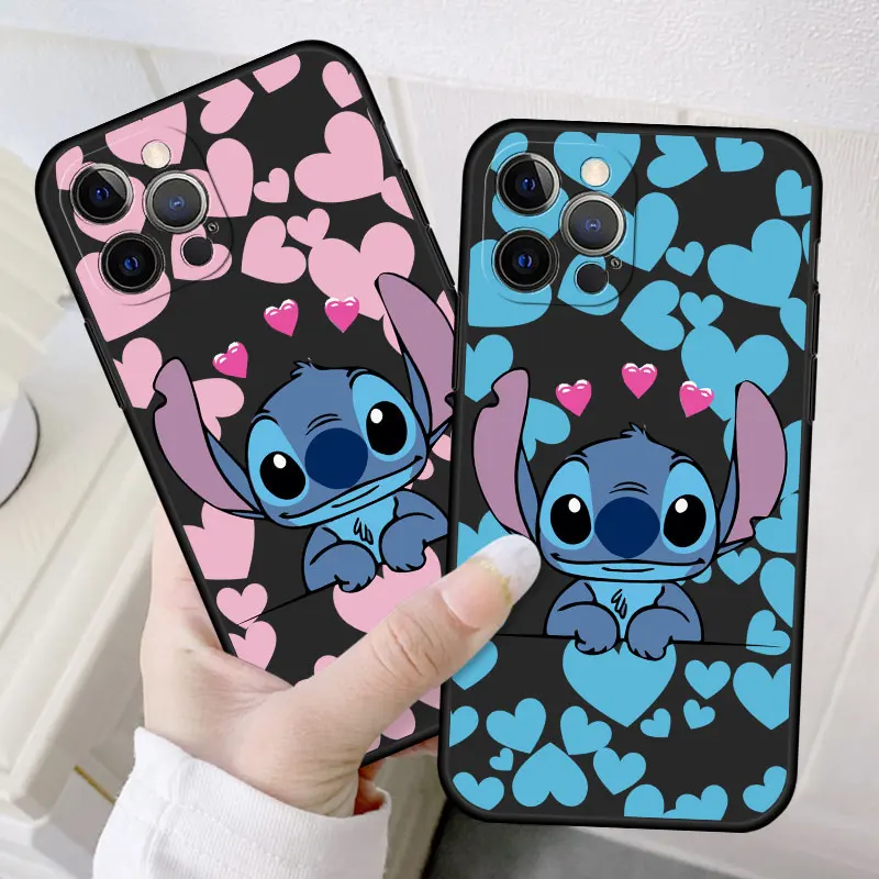 

Coque For iPhone 11 14 XS 12 X 7 XR 13 Pro Max 8 Plus 5 6S SE SE2022 SE2 Mini 5S Stitch Love Heart Original Celulares
