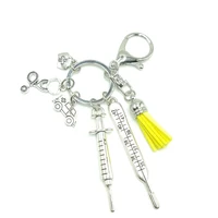 hot 2019 new nurse medical box medical keychain ambulance needle syringe stethoscope tassel cute keychain jewelry gift