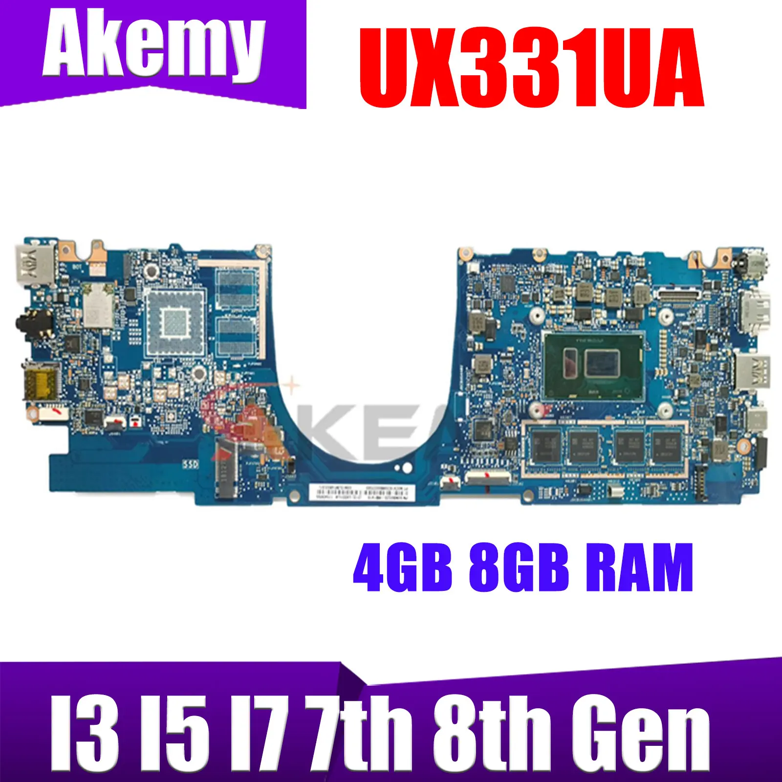 

Материнская плата UX331UA для ноутбука ASUS UX331UN UX331UAL UX331U UX331 материнская плата для ноутбука I3 I5 I7 7-го поколения 4 ГБ 8 ГБ ОЗУ UMA V2G