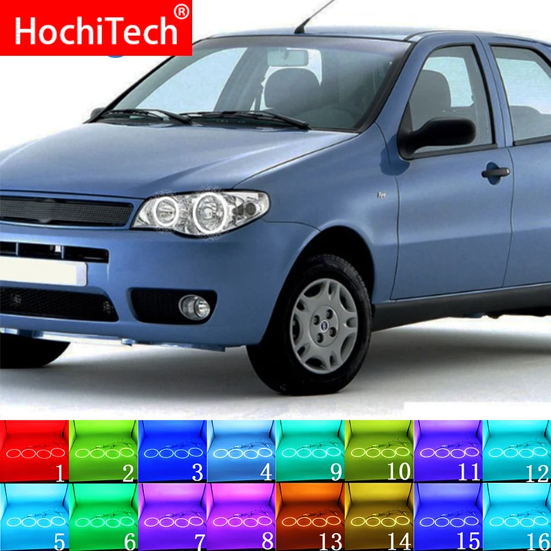 

Latest Headlight Multi-color RGB LED Angel Eyes Halo Ring Eye DRL RF Remote For FIAT PALIO 2004 2005 2006 Control Accessories