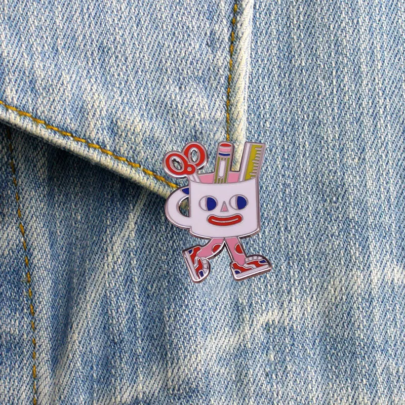 C2958 забавные канцелярские товары для ходьбы чашка хранения эмалированная брошь