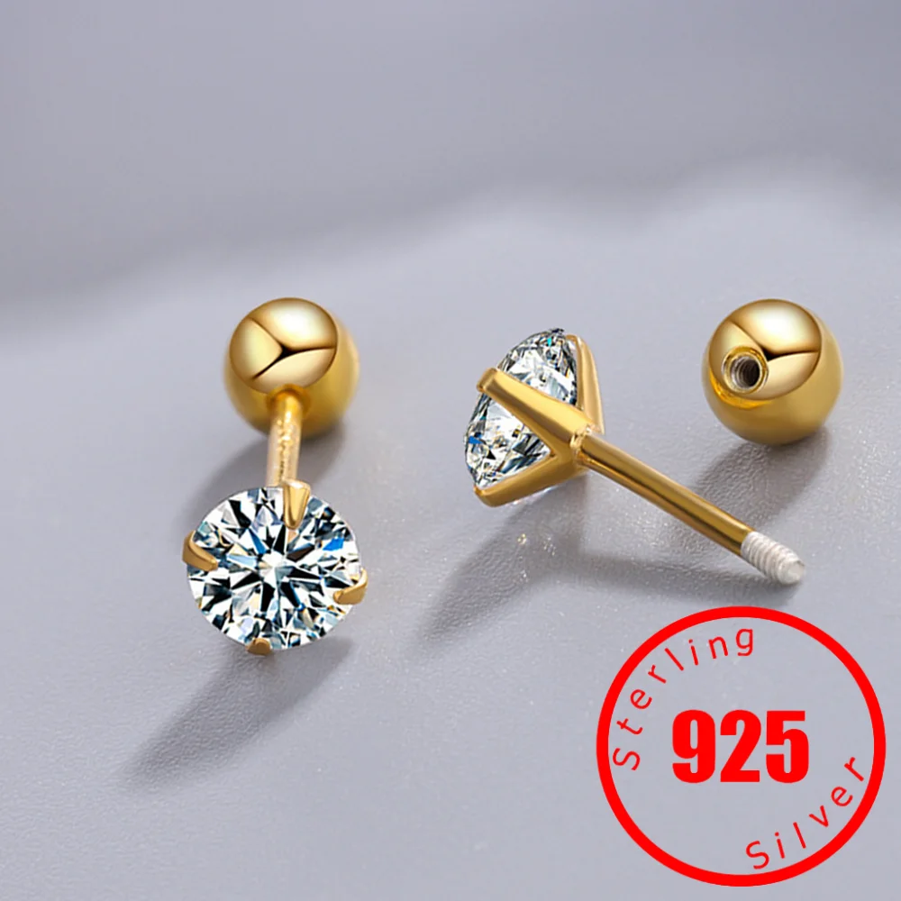 Женские серьги-гвоздики из серебра 925 пробы с двумя шариками