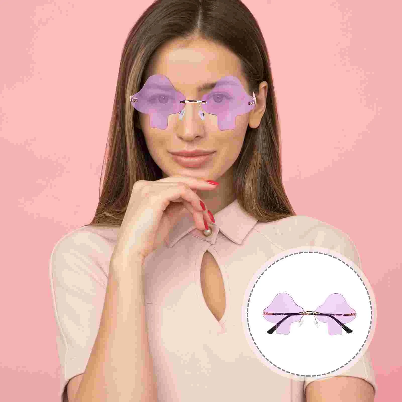 

Women Irregular Sunglasses Personalized Mushroom Sunglasses Rimless Sunglasses