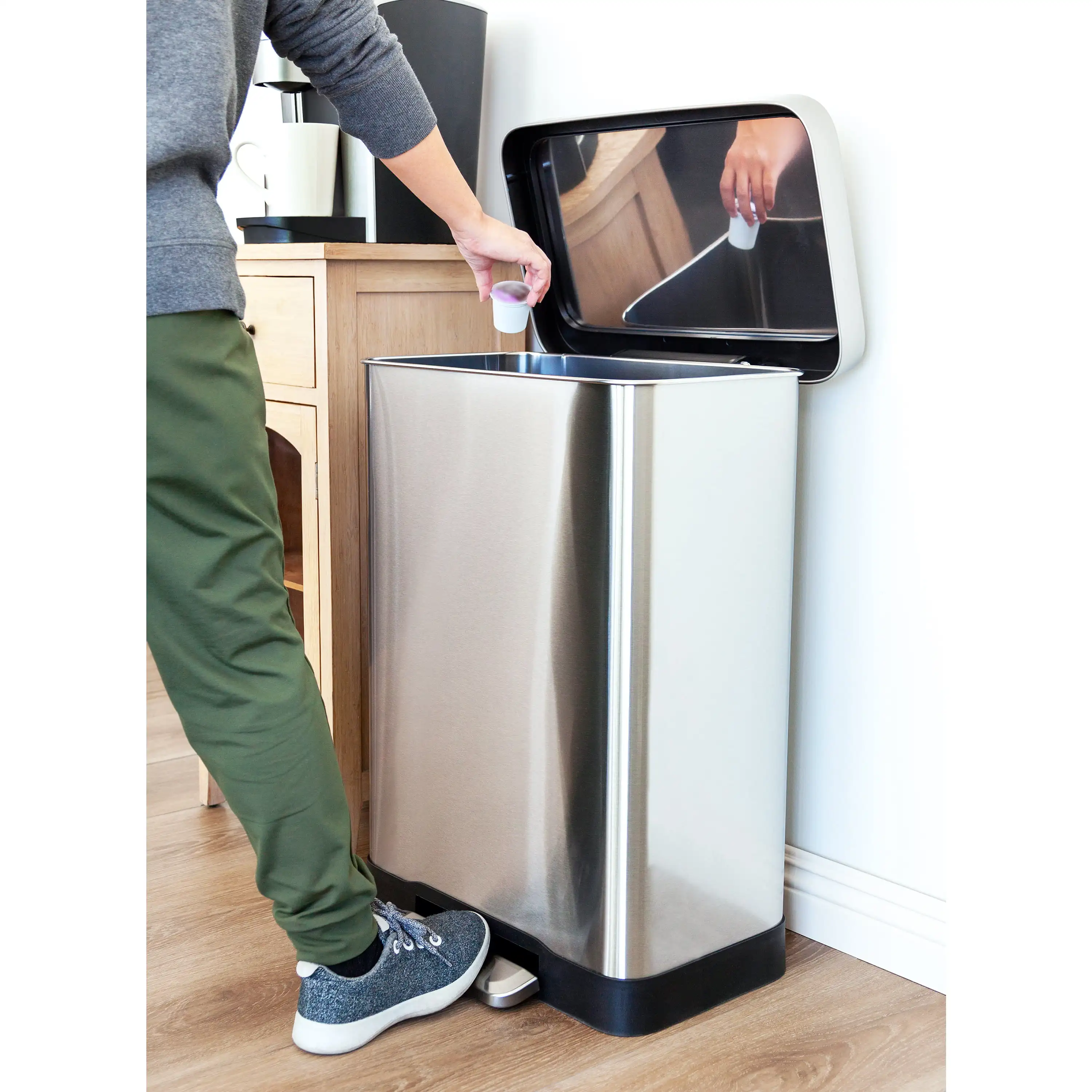 

Gallon Trash Can, Stainless Steel Step On Kitchen Trash Can, Stainless Steel