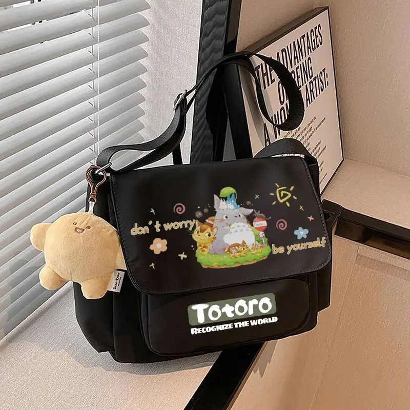 Ghibli Totoro Cartoon Anime Messenger Bag Pure Large Capacity Waterproof Shoulder Bag Solid Student Crossbody Bag